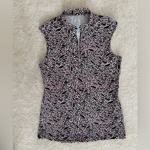 N°VO Chic Black and White Patterned Sleeveless Blouse